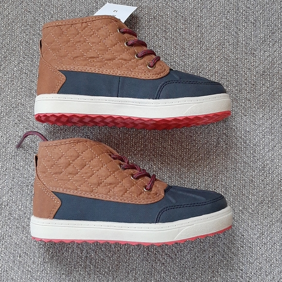 NIB Toddler Boys Brown & Navy Boots, Sz 12 Toddler - Picture 5 of 9